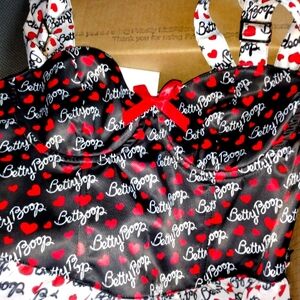 Betty Boop Black and Red Heart Print Corset Top
